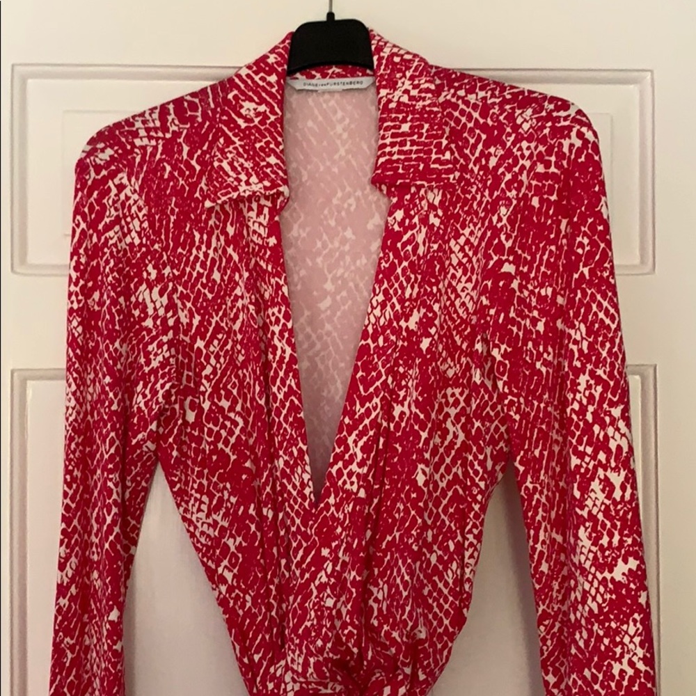 Diane von Furstenberg Pink Snakeskin Wrap Dress